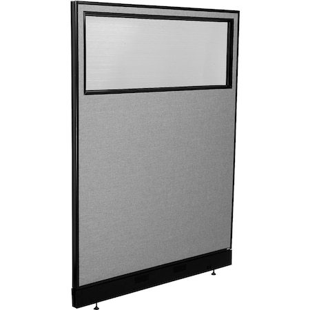 Interion By Global Industrial Interion Office Partition Panel with Partial Window & Pass-Thru Cable, 48-1/4inW x 64inH, Gray 694724WPGY